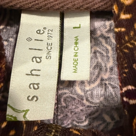 sahalie Jacket Floral Corduroy Boho Funnel Neck Paisley Retro Shacket Size Large - Picture 3 of 9